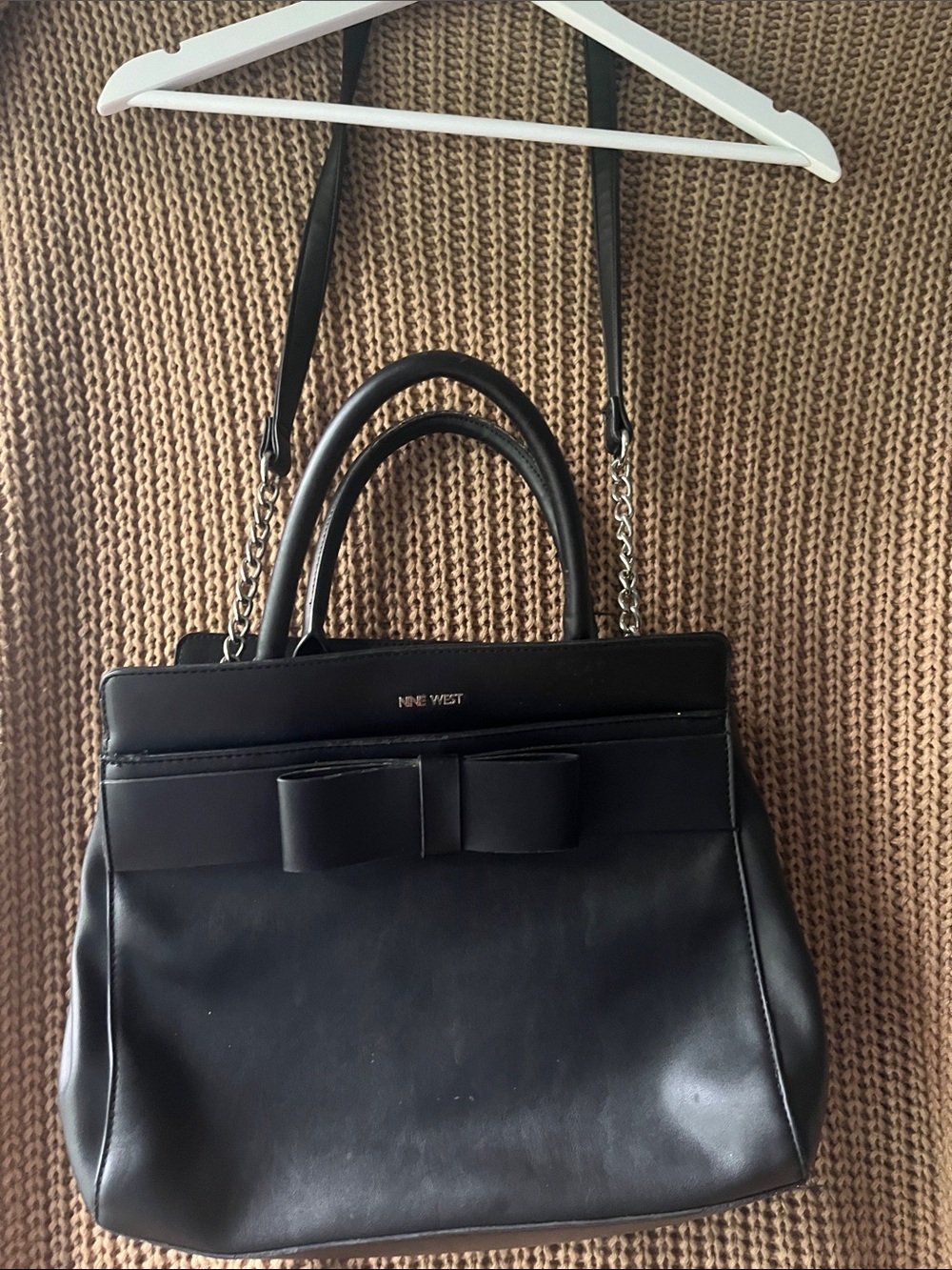 Nine West Black Satchel with Bow Detail